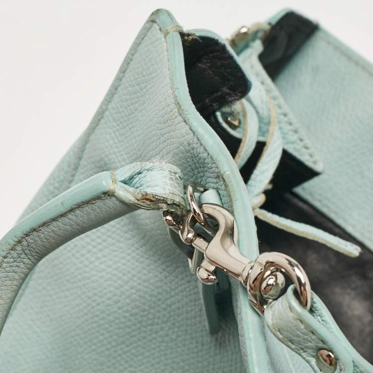 Pre Owned Balenciaga Light Turquoise Leather Mini Papier A4 Tote