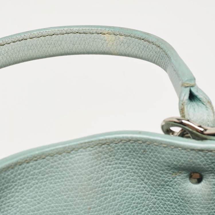 Pre Owned Balenciaga Light Turquoise Leather Mini Papier A4 Tote