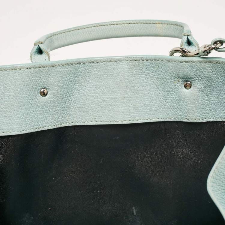 Pre Owned Balenciaga Light Turquoise Leather Mini Papier A4 Tote