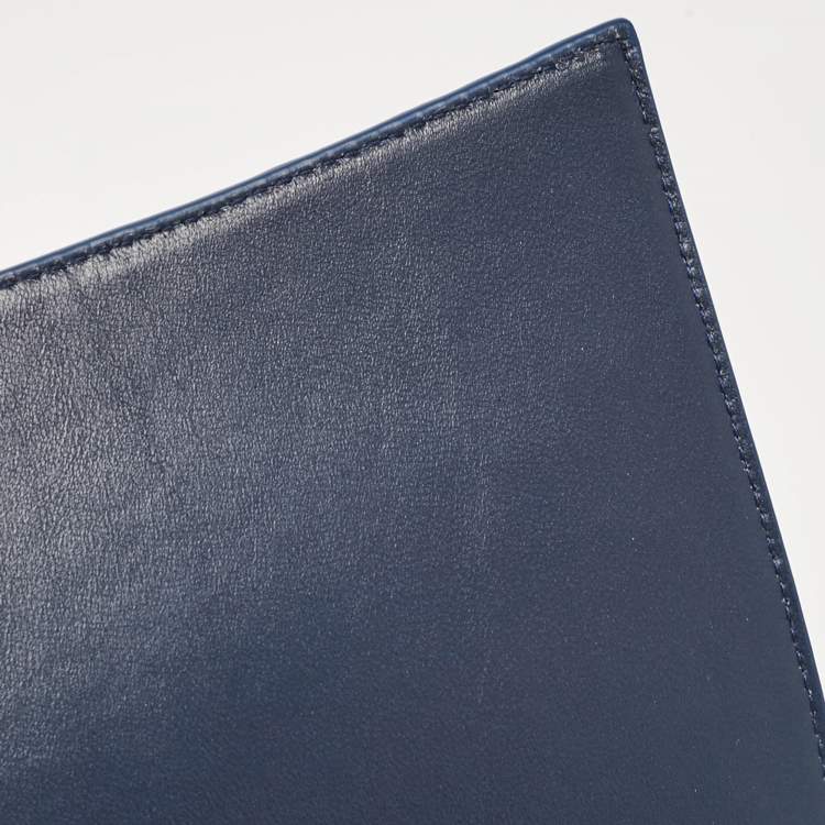 Pre Owned Balenciaga Blue Croc Embossed Leather Hourglass Flat Pouch 