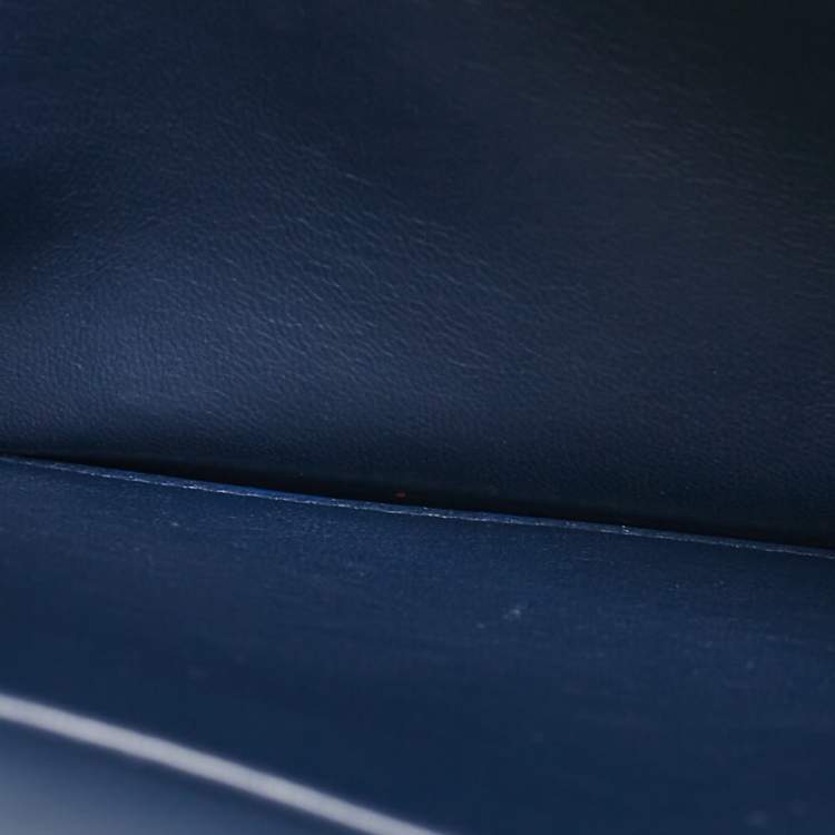 Pre Owned Balenciaga Blue Croc Embossed Leather Hourglass Flat Pouch 