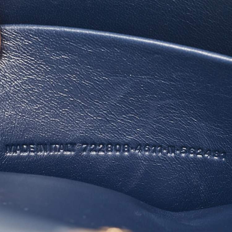 Pre Owned Balenciaga Blue Croc Embossed Leather Hourglass Flat Pouch 
