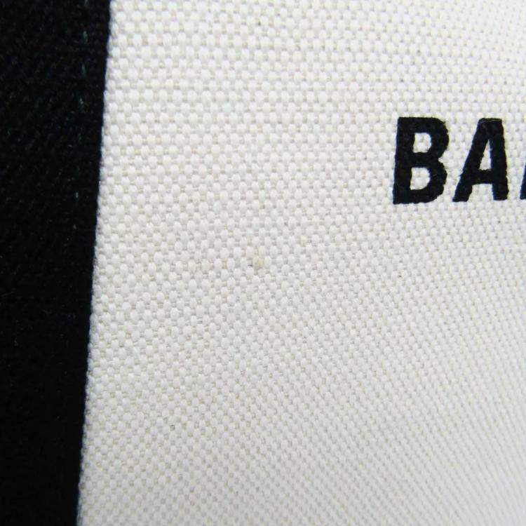 Pre Owned Balenciaga Black Canvas Leather Navy Cabas S Women's Handbag