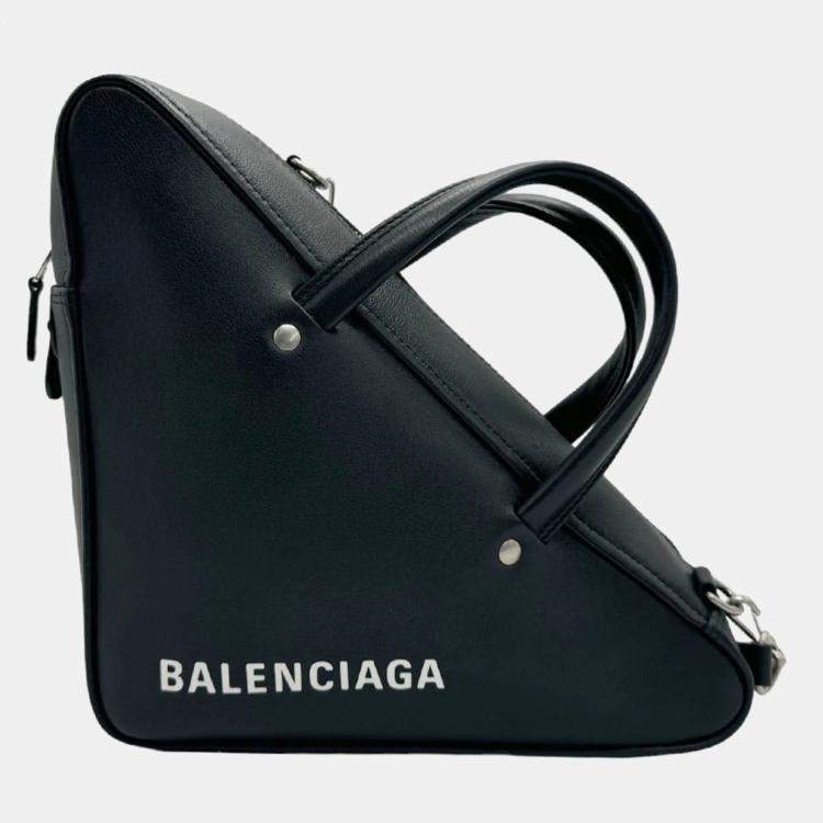 Balenciaga Black Leather Triangle Duffle Shoulder Bag Balenciaga TLC