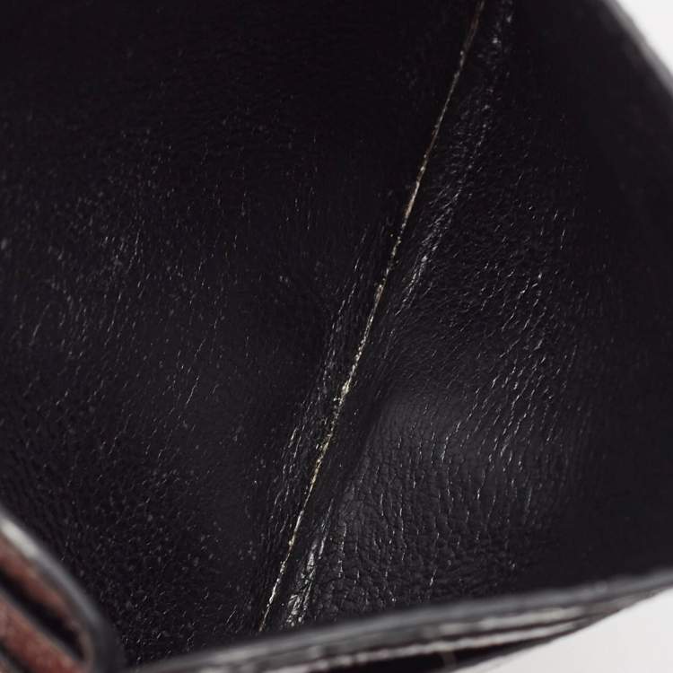 Pre Owned Balenciaga Metallic Leather Logo Card Holder