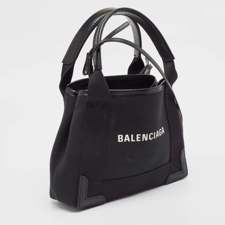 Pre Owned Balenciaga Black Canvas Leather XS Tote