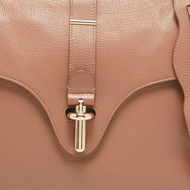 Pre Owned Balenciaga Old Rose Leather Tube Clasp Top Handle Bag