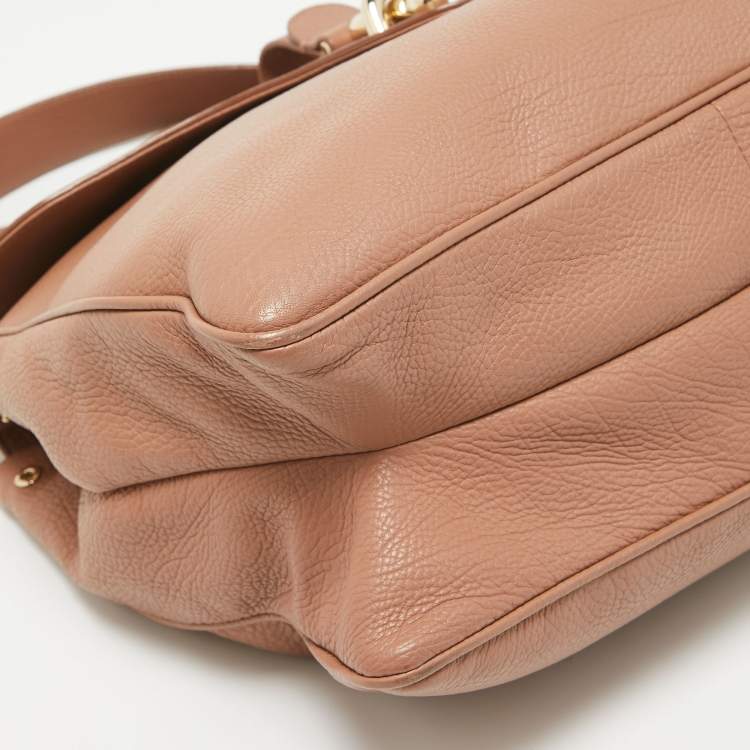 Pre Owned Balenciaga Old Rose Leather Tube Clasp Top Handle Bag
