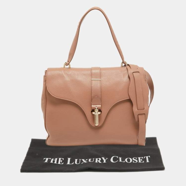 Pre Owned Balenciaga Old Rose Leather Tube Clasp Top Handle Bag
