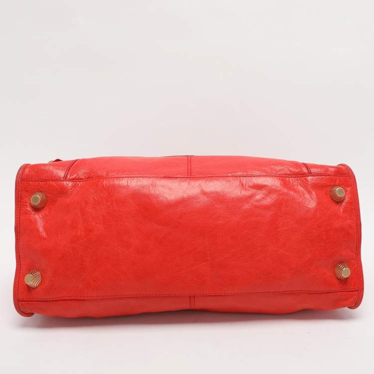 Pre Owned Balenciaga Red Leather Giant Hardware Part Time Tote