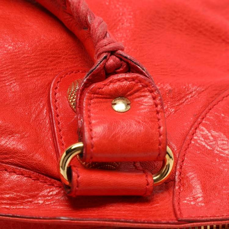 Pre Owned Balenciaga Red Leather Giant Hardware Part Time Tote