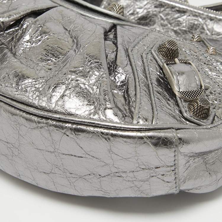 مملوكة مسبقًا Balenciaga Metallic Grey Patent Leather XS Le Cagole Shoulder Bag