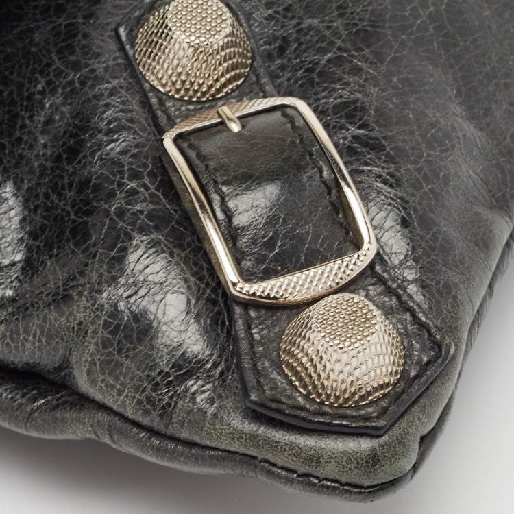 Pre Owned Balenciaga Dark Green Leather GSH Classic Envelope Clutch