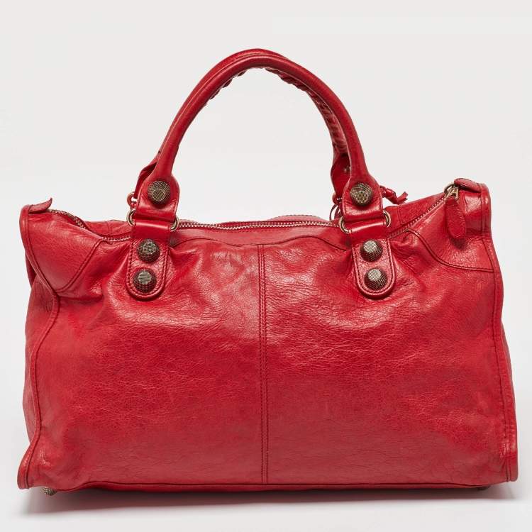 Pre Owned Balenciaga Red Leather GGH Work Tote