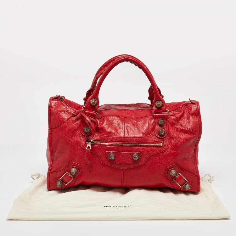 Pre Owned Balenciaga Red Leather GGH Work Tote