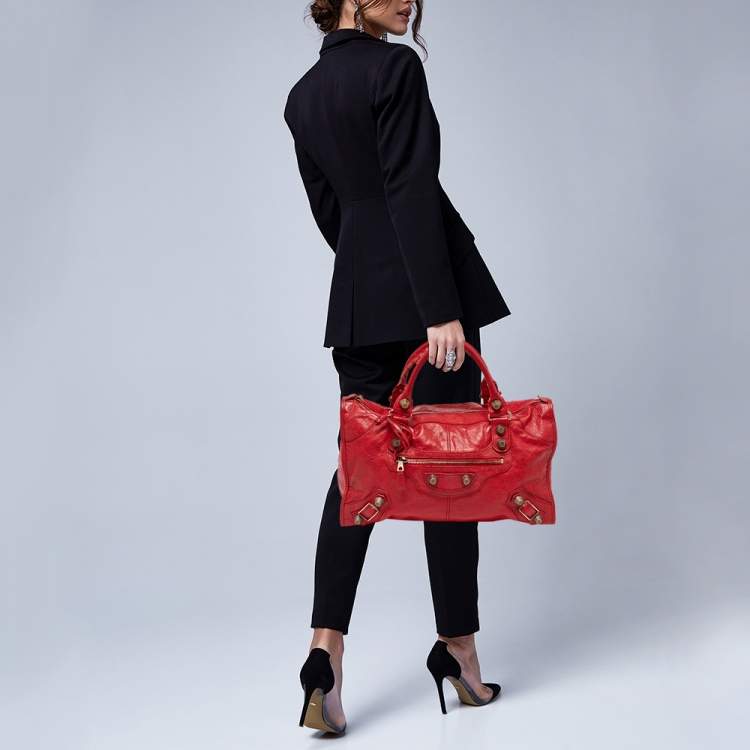 Pre Owned Balenciaga Red Leather GGH Work Tote