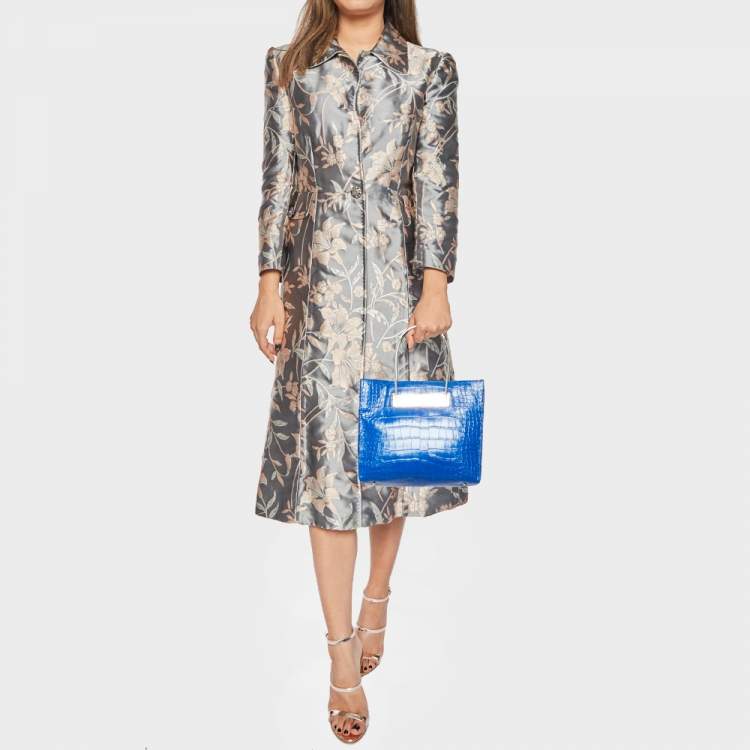 Pre Owned Balenciaga Blue Alligator Leather Cable Handle Tote