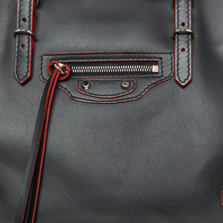 Pre Owned Balenciaga Black Leather Mini Papier A4 Tote