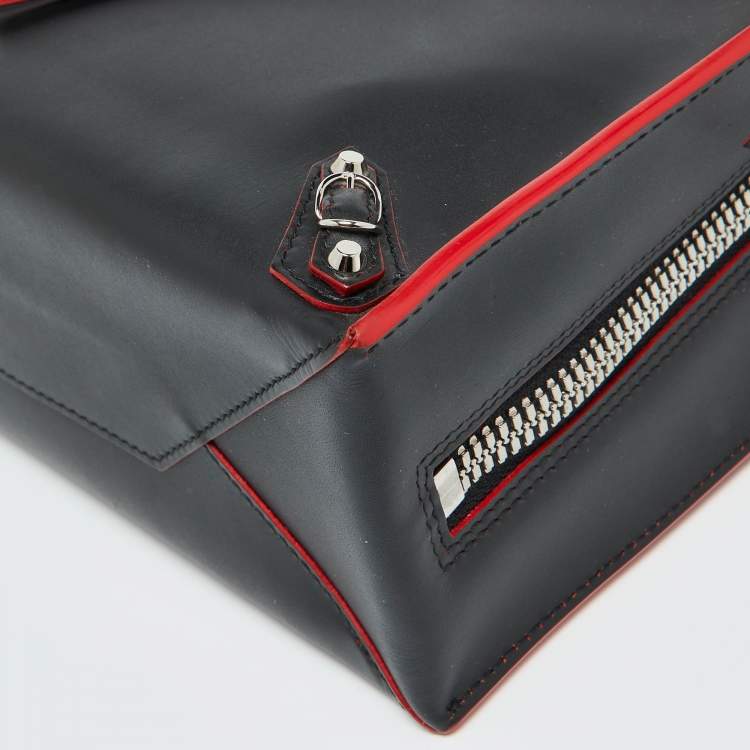 Pre Owned Balenciaga Black Leather Mini Papier A4 Tote