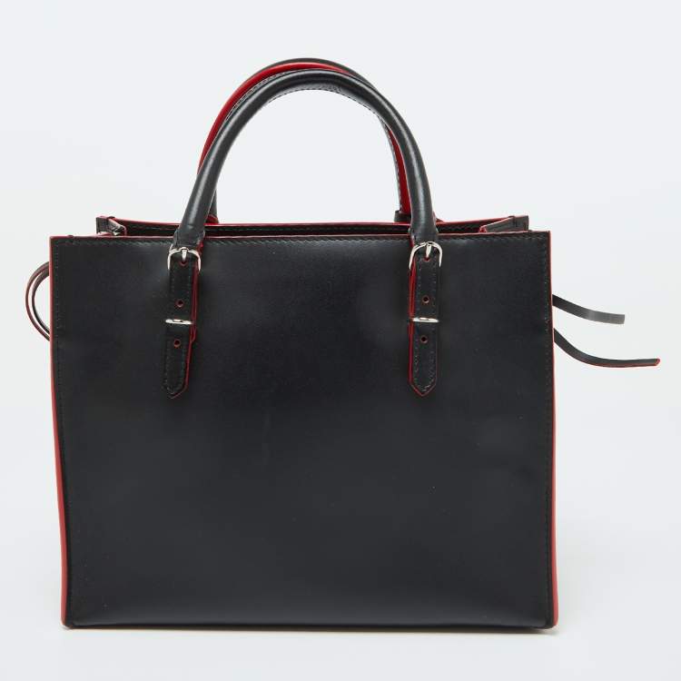 Pre Owned Balenciaga Black Leather Mini Papier A4 Tote
