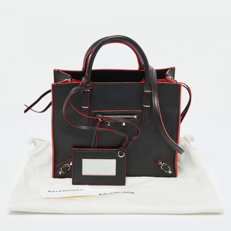 Pre Owned Balenciaga Black Leather Mini Papier A4 Tote