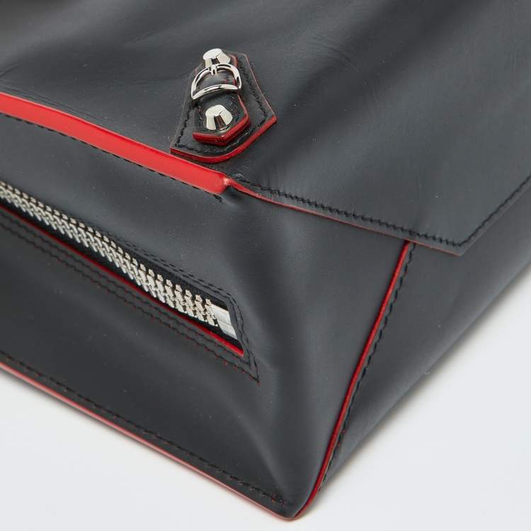 Pre Owned Balenciaga Black Leather Mini Papier A4 Tote