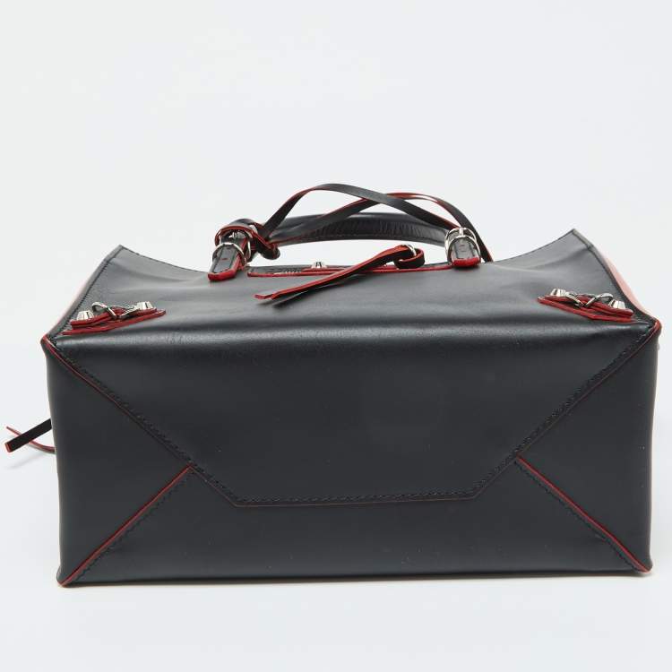 Pre Owned Balenciaga Black Leather Mini Papier A4 Tote