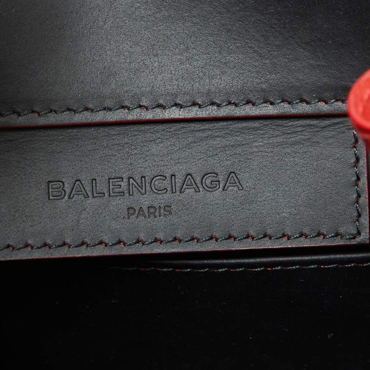 Pre Owned Balenciaga Black Leather Mini Papier A4 Tote