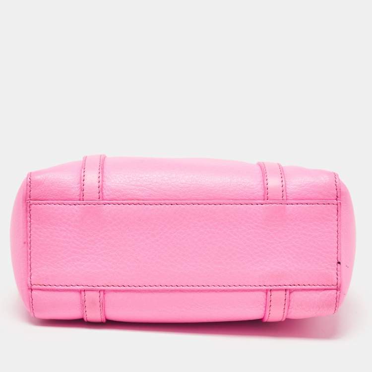 Pre Owned Balenciaga Neon Pink Leather XXS Everyday Tote