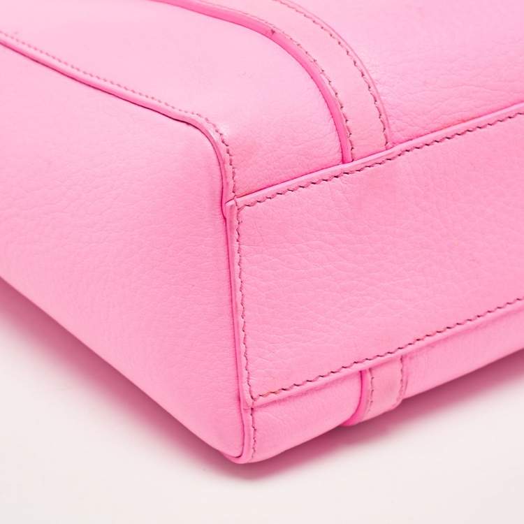 Pre Owned Balenciaga Neon Pink Leather XXS Everyday Tote