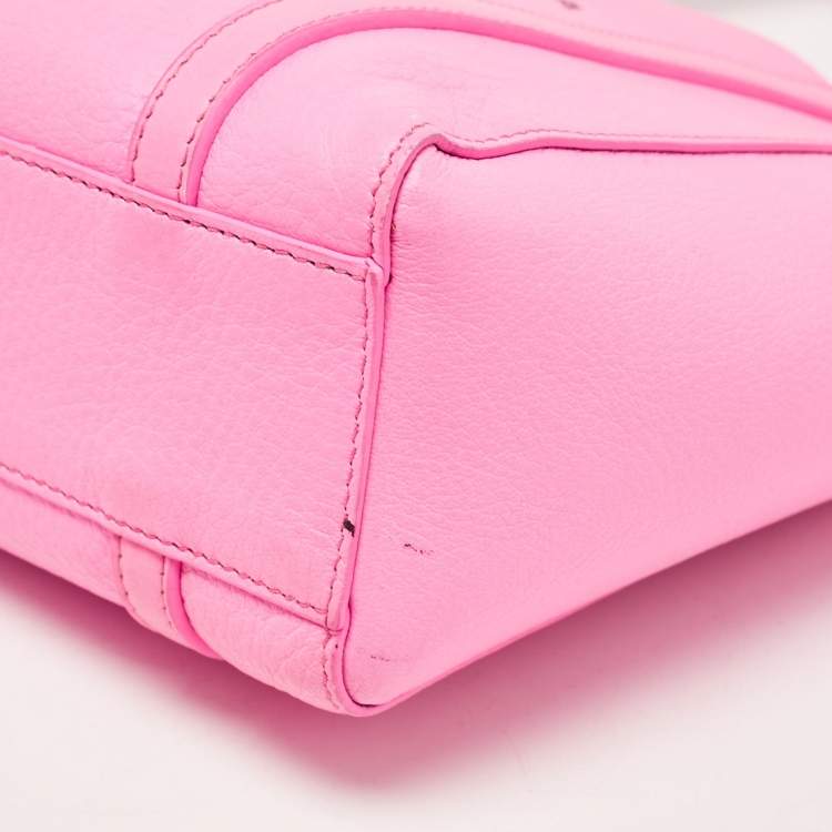 Pre Owned Balenciaga Neon Pink Leather XXS Everyday Tote