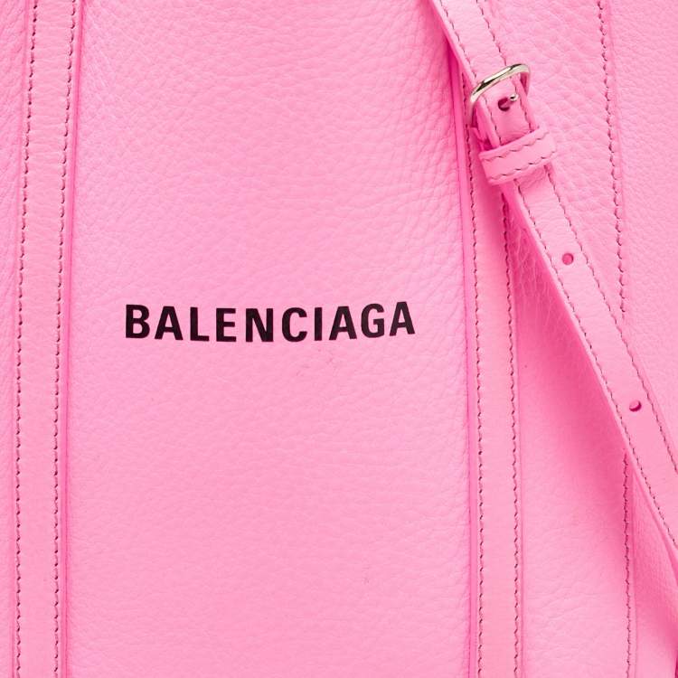 Pre Owned Balenciaga Neon Pink Leather XXS Everyday Tote