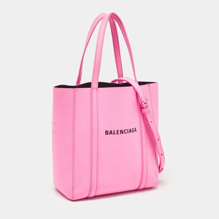 Pre Owned Balenciaga Neon Pink Leather XXS Everyday Tote