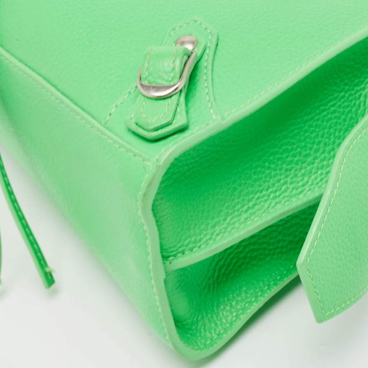 Pre Owned Balenciaga Neon Green Leather Mini Neo Classic Bag