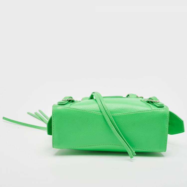 Pre Owned Balenciaga Neon Green Leather Mini Neo Classic Bag