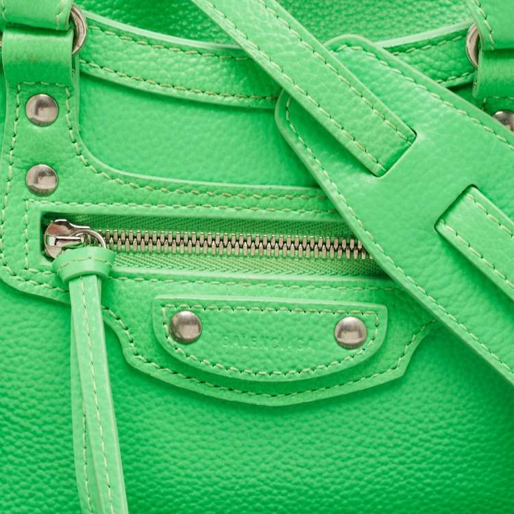 Pre Owned Balenciaga Neon Green Leather Mini Neo Classic Bag