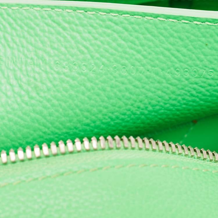 Pre Owned Balenciaga Neon Green Leather Mini Neo Classic Bag