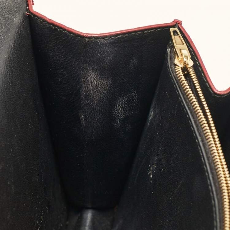 Pre Owned Balenciaga Burgundy Croc Embossed Leather Sharp Shoulder Bag