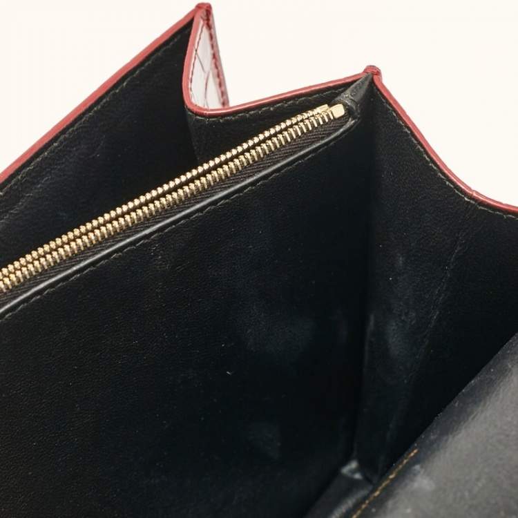 Pre Owned Balenciaga Burgundy Croc Embossed Leather Sharp Shoulder Bag