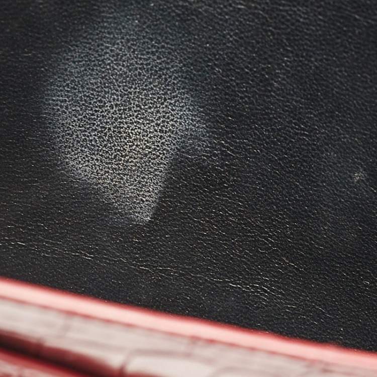 Pre Owned Balenciaga Burgundy Croc Embossed Leather Sharp Shoulder Bag