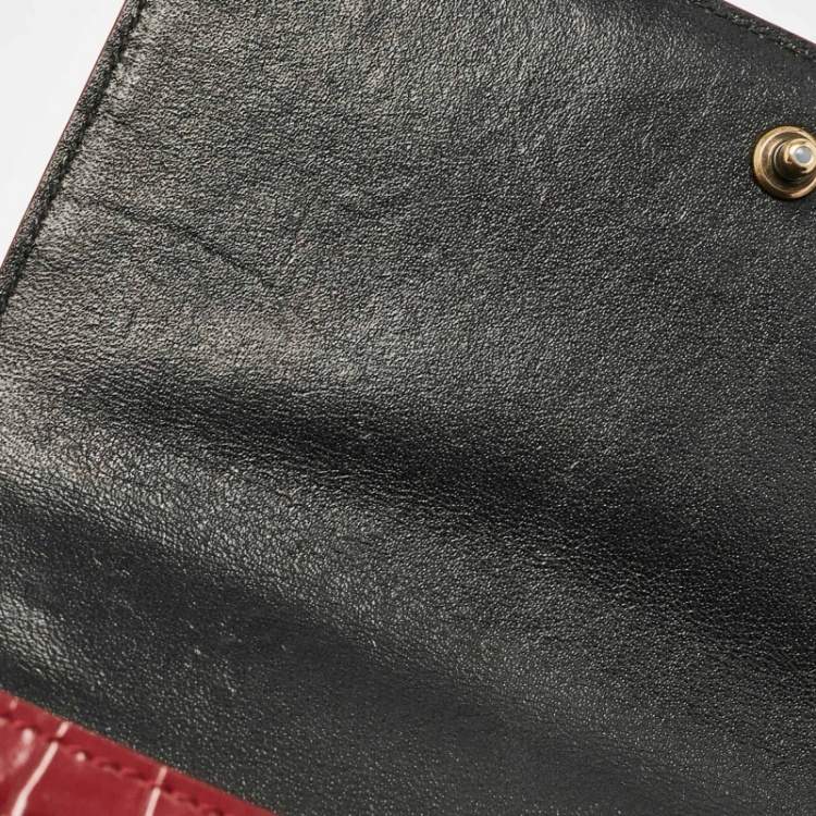 Pre Owned Balenciaga Burgundy Croc Embossed Leather Sharp Shoulder Bag