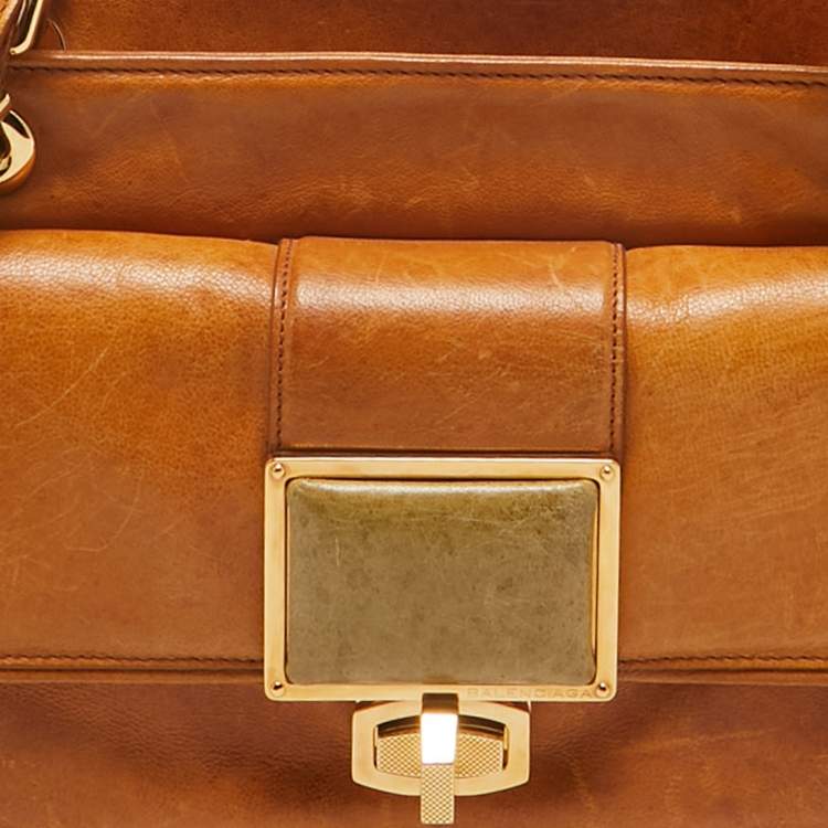 Pre Owned Balenciaga Tan Leather Cherche Midi Shoulder Bag