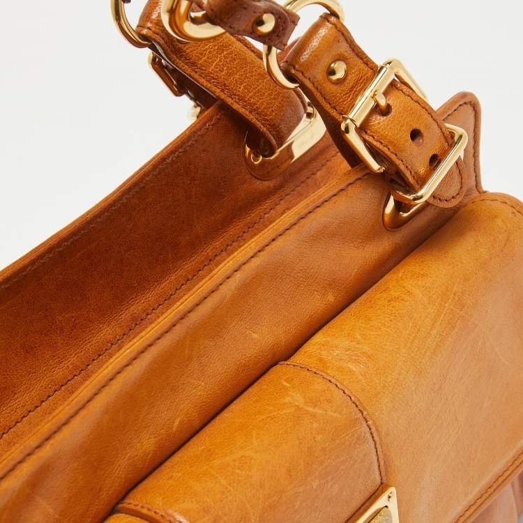 Pre Owned Balenciaga Tan Leather Cherche Midi Shoulder Bag