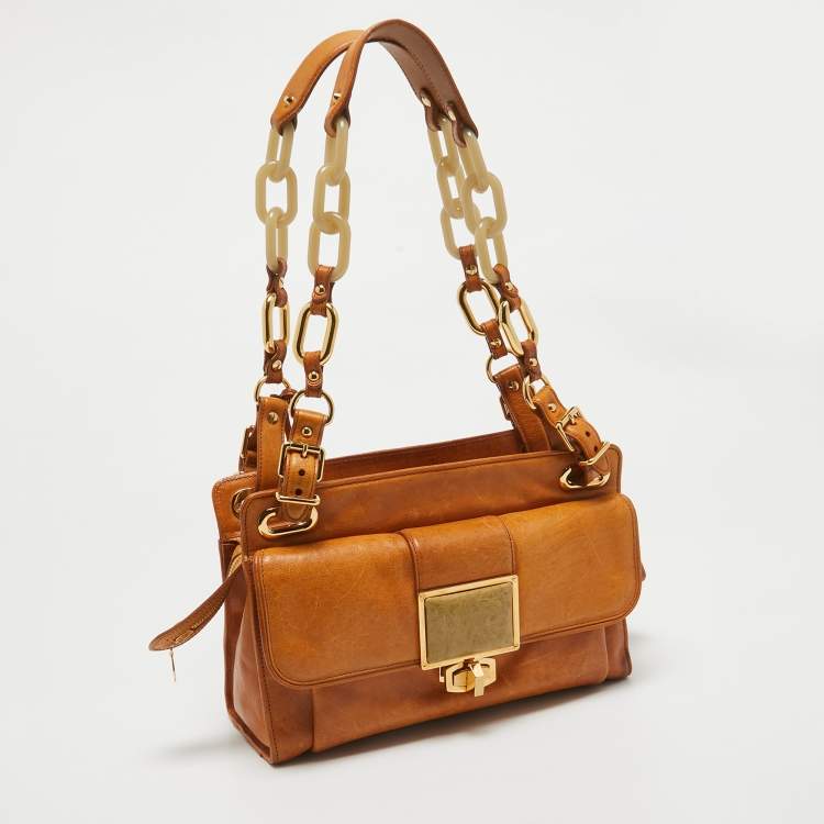 Pre Owned Balenciaga Tan Leather Cherche Midi Shoulder Bag