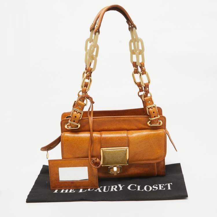 Pre Owned Balenciaga Tan Leather Cherche Midi Shoulder Bag