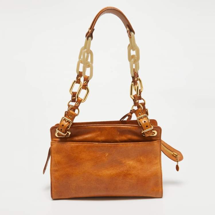 Pre Owned Balenciaga Tan Leather Cherche Midi Shoulder Bag