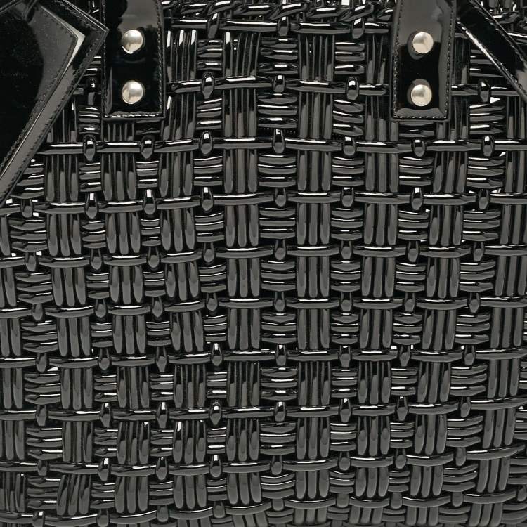 Pre Owned Balenciaga Black Varnished Faux Leather Large Bistro Basket Tote