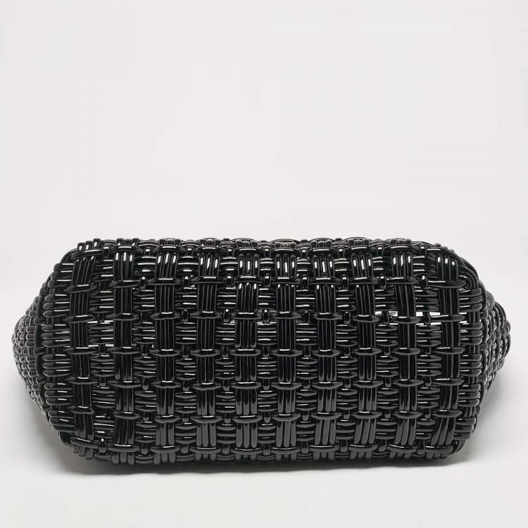 Pre Owned Balenciaga Black Varnished Faux Leather Large Bistro Basket Tote