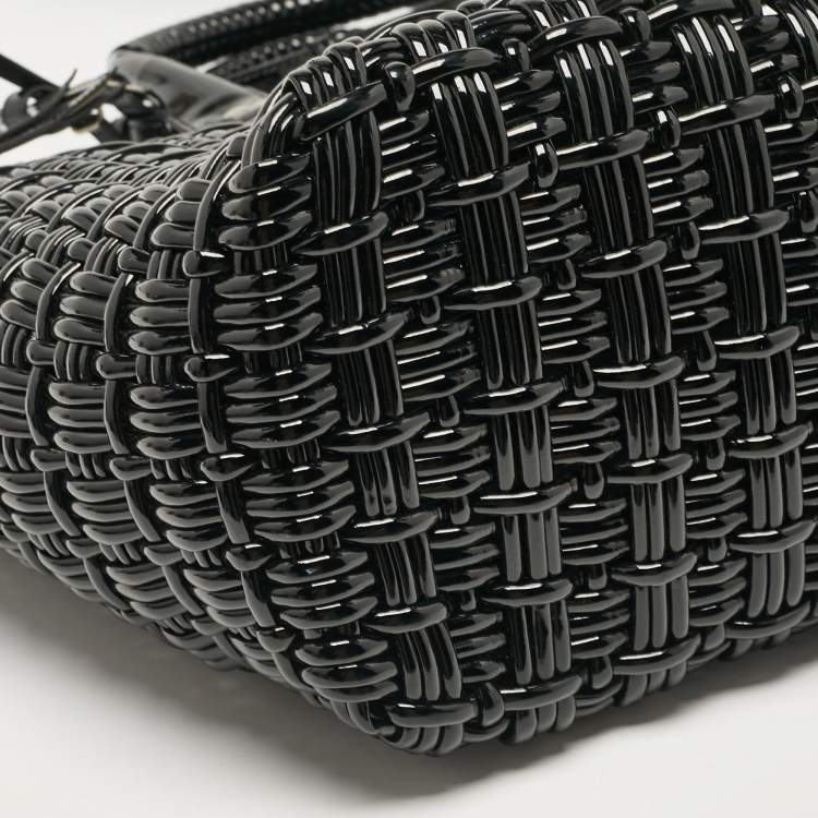 Pre Owned Balenciaga Black Varnished Faux Leather Large Bistro Basket Tote