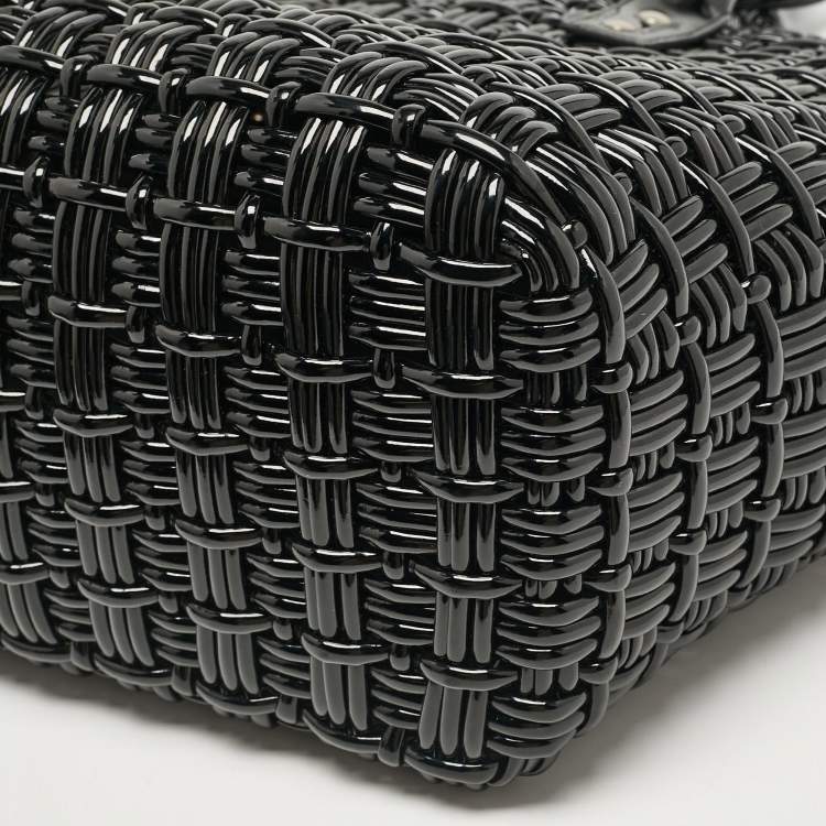 Pre Owned Balenciaga Black Varnished Faux Leather Large Bistro Basket Tote